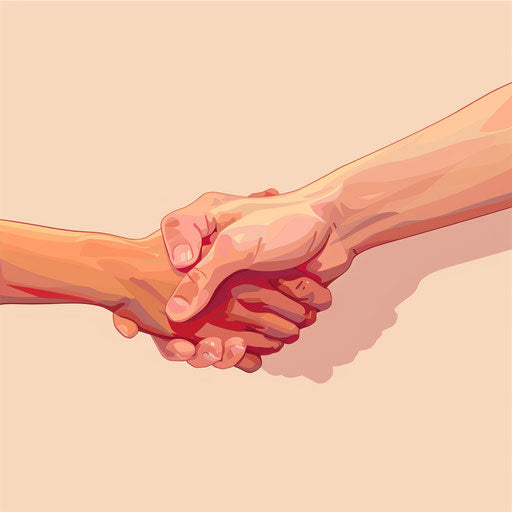 Realistic clipart of holding hands on flat random background
