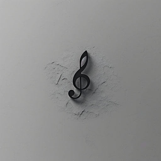 Minimalist music logo with gray background and simple shapes