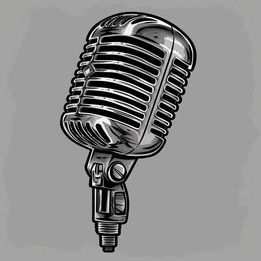 Vintage microphone in flat tattoo, clipart style