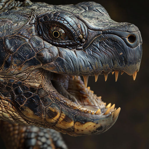 A close-up shot of a snapping turtle's sharp beak