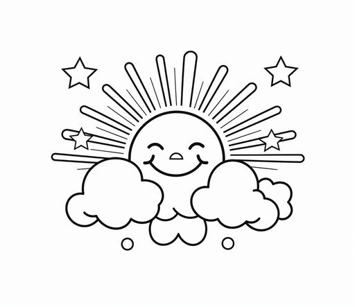 Sun and rainbow coloring pages for kids