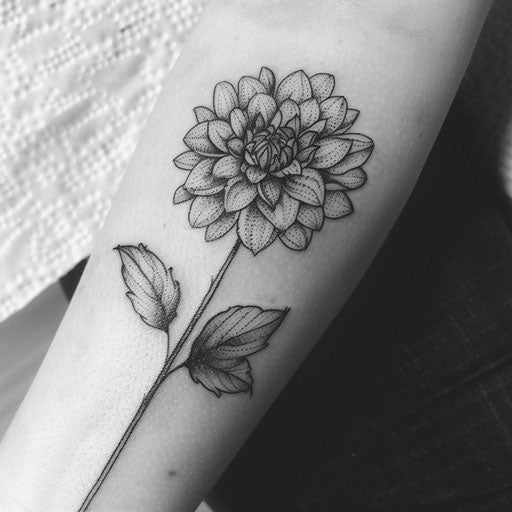 Pointillism tattoo of a November birth flower
