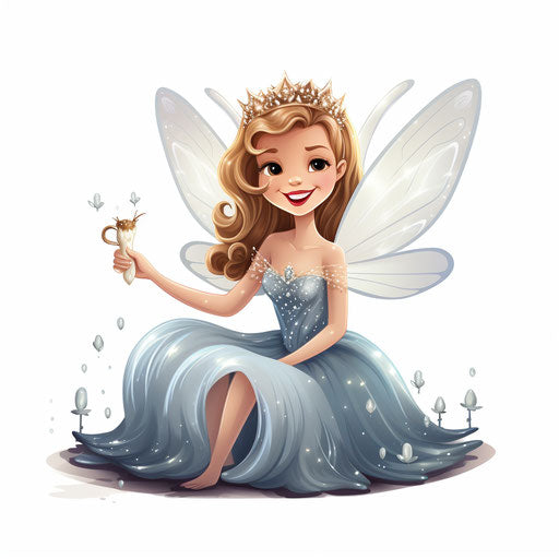 Tooth fairy drawing in Chiaroscuro Art style on white background