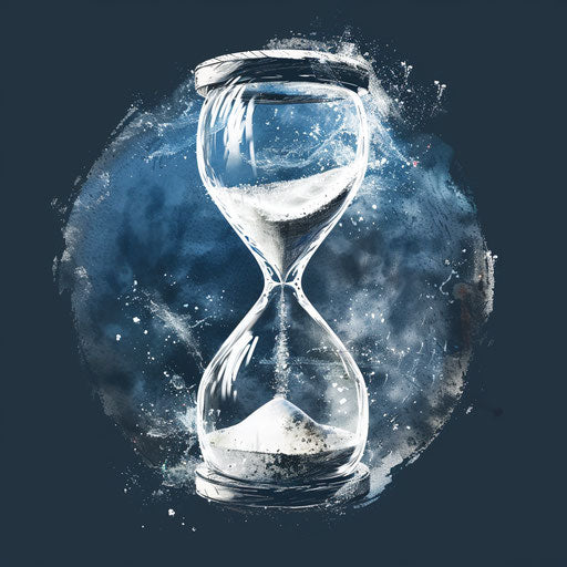 Realistic hourglass with flowing sand and space for name