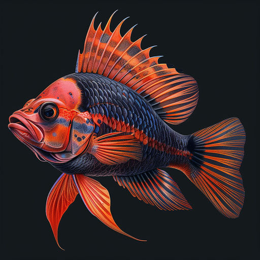 Realistic fish clipart on dark background
