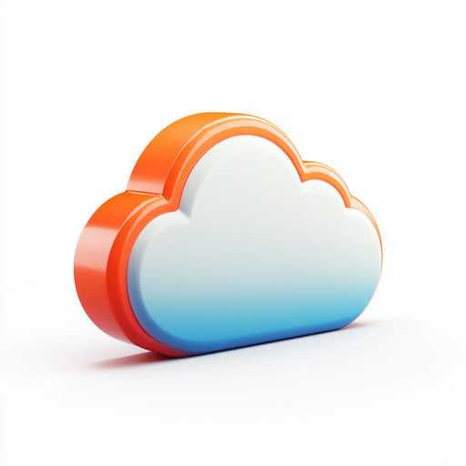 3D Cloud Storage Icon on Flat White Background