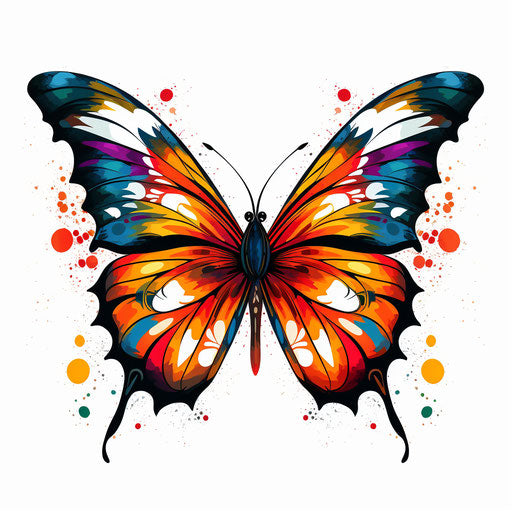 Butterfly clipart in the style of Chiaroscuro Art, on white background