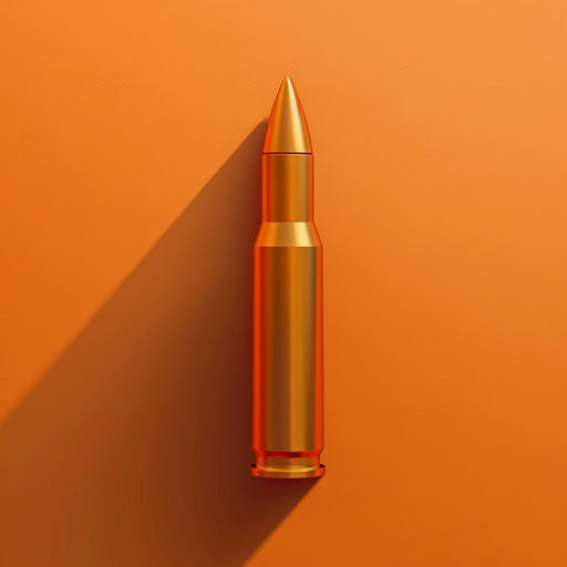 Realistic bullet illustration on sunset orange background
