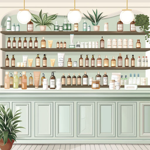 Pharmacy clipart in photo realistic style with a flat random background