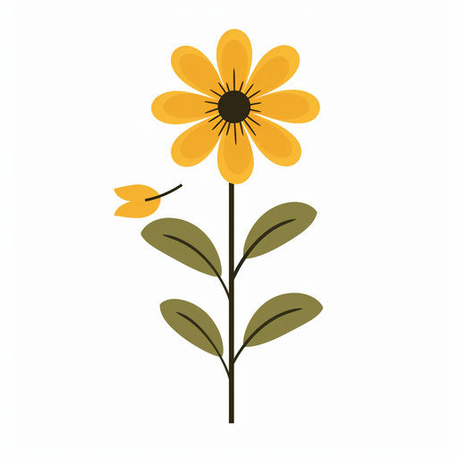 Yellow flower clipart in Minimalist style, on white background