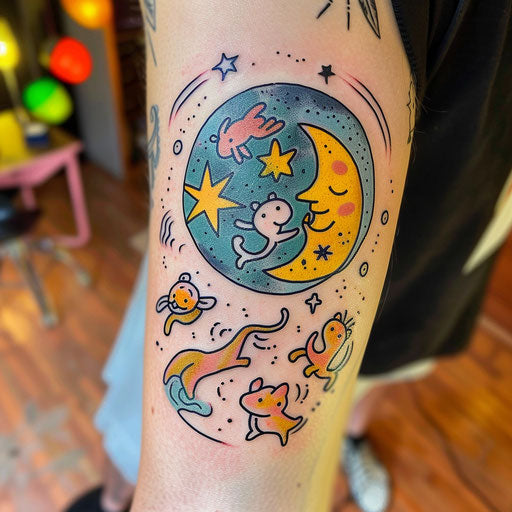 Full moon and dancing animals