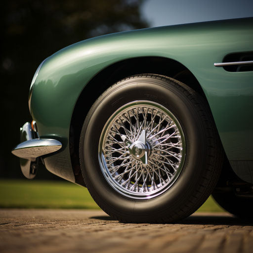 Classic wire-spoke wheels of the Aston Martin DB5