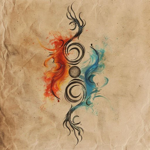 Triple connection to elemental symbols: water, fire, air