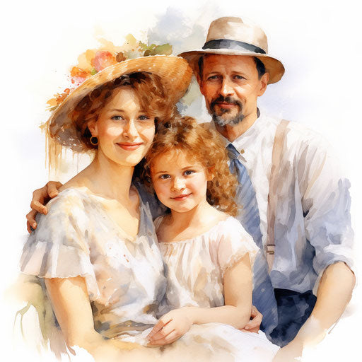My family clipart in the style of Impressionistic Art