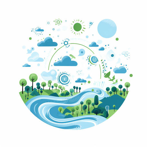 Water cycle in Minimalist style on white background