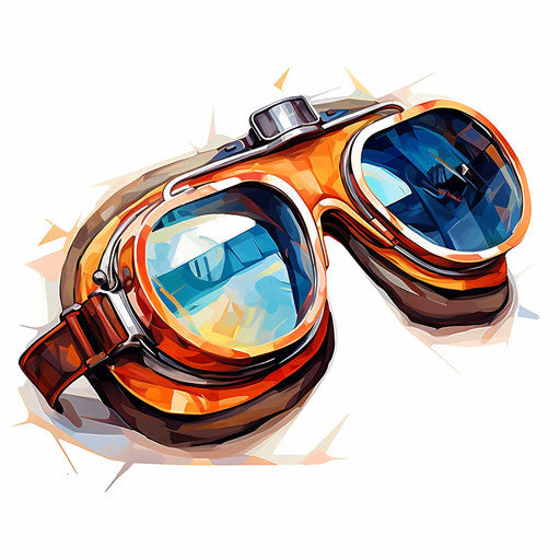 Goggles clipart in the style of Oil painting, on a white background