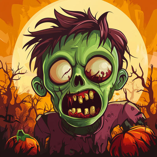 Zombie Halloween cartoon with green skin fall season avatar