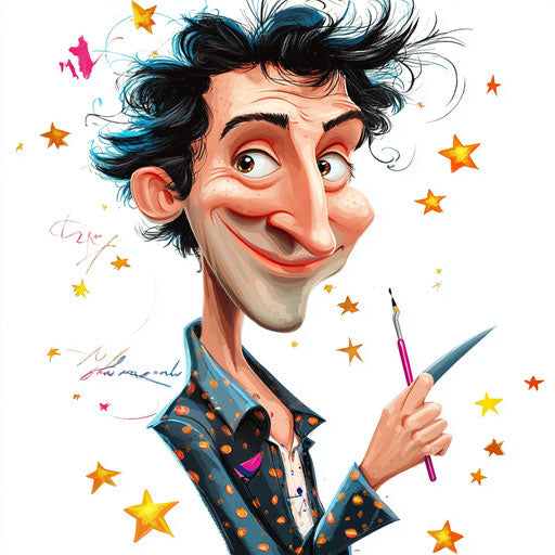 Humorous caricature of a writing caricature clipart