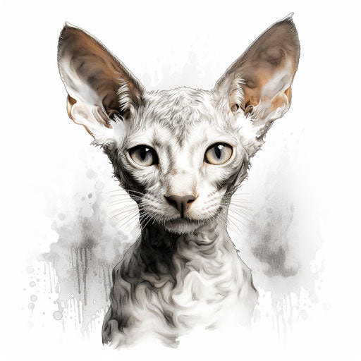 Drawing of Cornish Rex cat