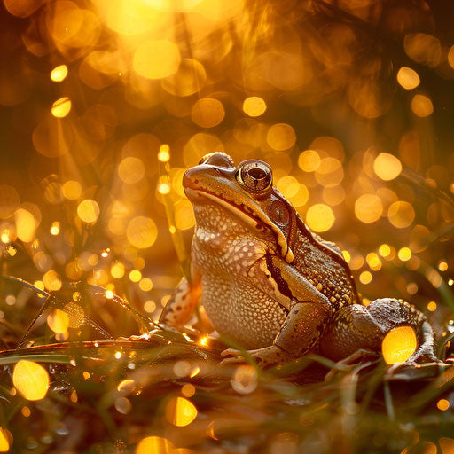 A frog basking in the last rays of a setting sun