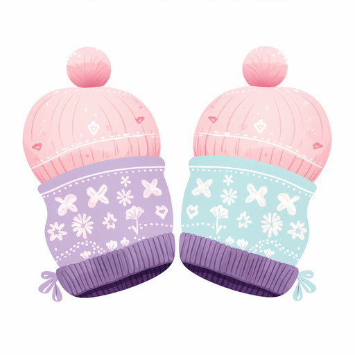 Mittens illustration in the style of Pastel Colors Art, on white background