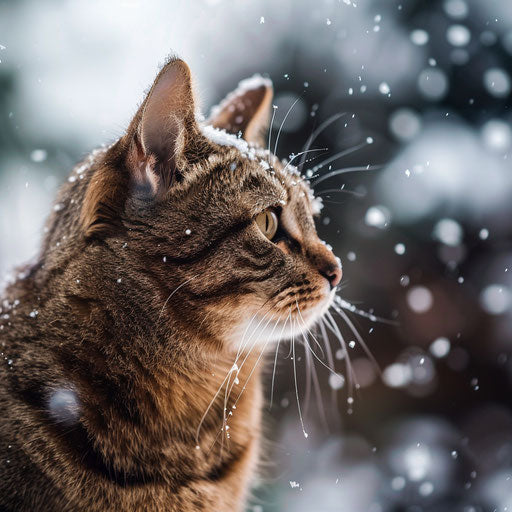brown cat in the snow