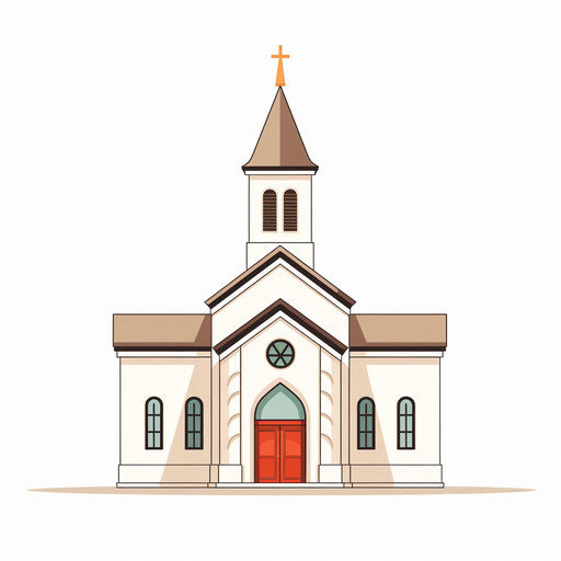 Minimalist church illustration on a white background