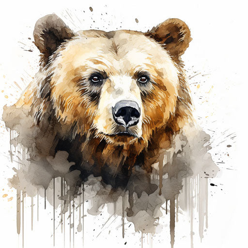 Bear clipart in the style of Oil painting, on a white background
