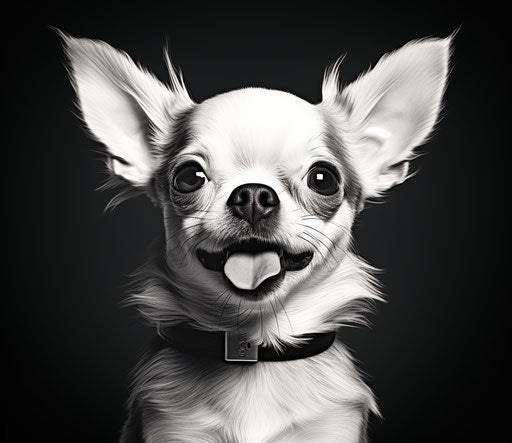 Chihuahua dogs in black and white, animated gif style, delicate shading