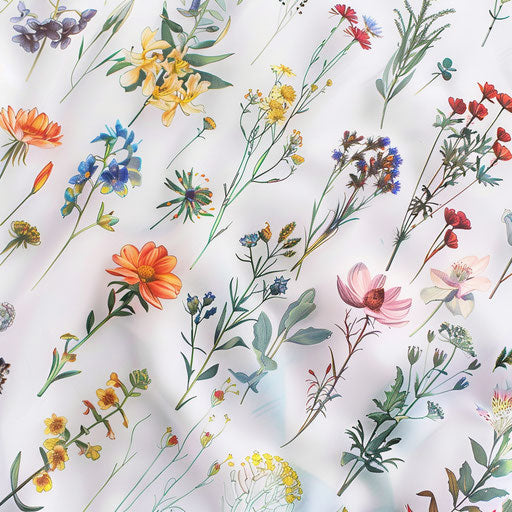 Wildflower tattoos capturing botanical essence on white