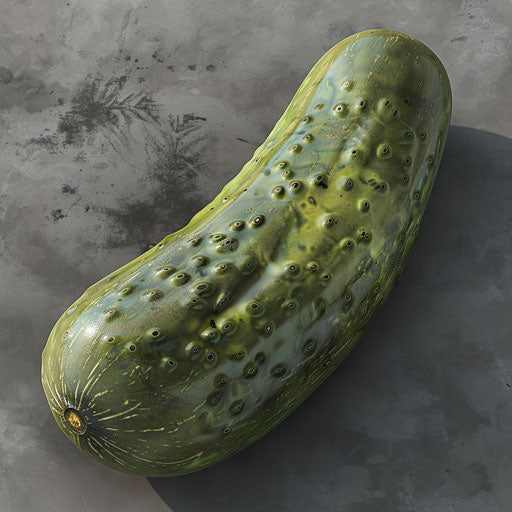 Realistic pickle clipart on flat slate grey background