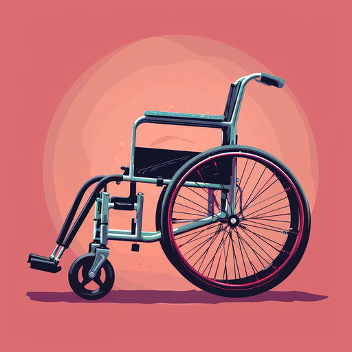 Realistic wheelchair clipart with random color background
