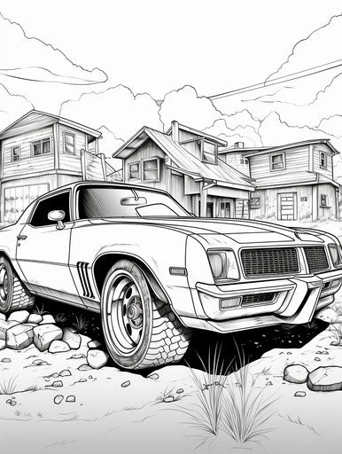 Car coloring pages, in the style of rtx on, hurufiyya, street-inspired, toyen, transavanguardia, changelingcore 3:4