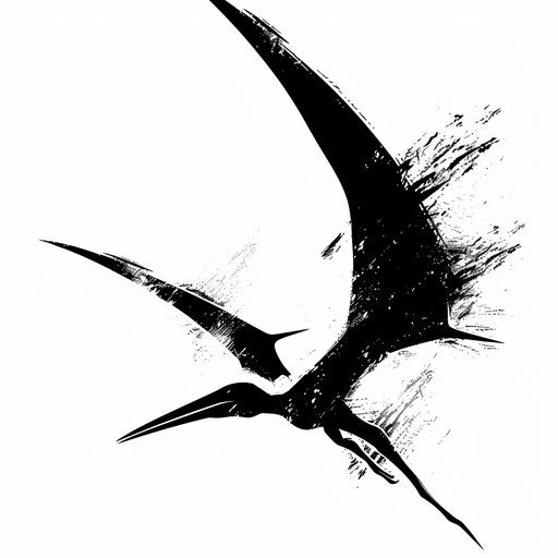 Pterodactyl silhouette tattoo design on white background