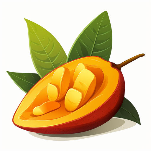 Mango illustration in the style of Chiaroscuro Art, on white background