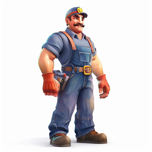 Realistic plumber clipart on flat white background