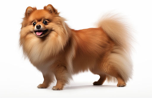 Pomeranian Dog, Dark Orange and Light Brown, Light Pink and Dark Green