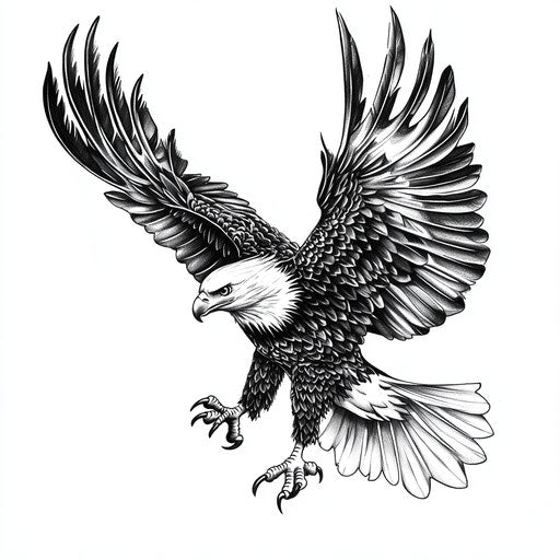 Eagle diving chest tattoo in beautiful clipart style