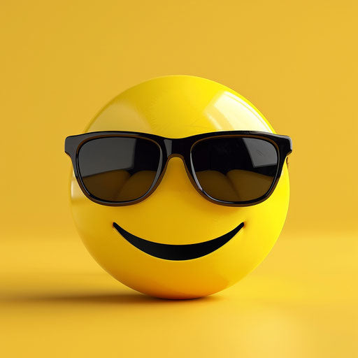 Smiley face with sunglasses on yellow background