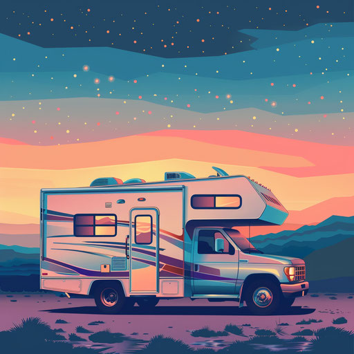 RV clipart in realistic style with random background