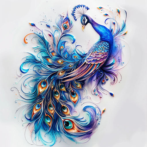 Elegant sketch of a peacock with colorful feathers