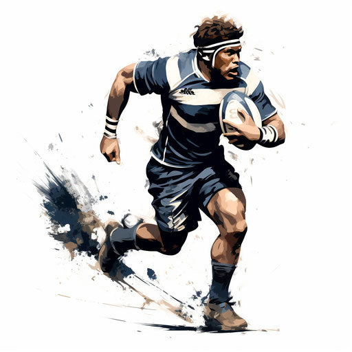Rugby clipart in the style of Chiaroscuro Art, on a white background