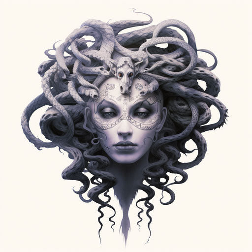 Medusa head tattoos, ambient occlusion style