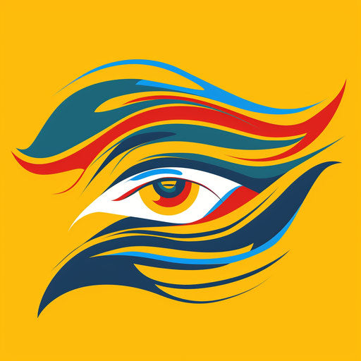 Blue wave with yellow and red eyes