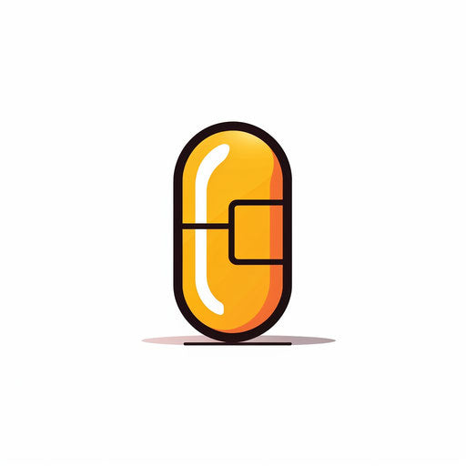 Minimalist style artwork of a pill on white background