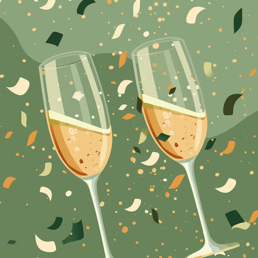 Realistic celebration clip art with muted olive background