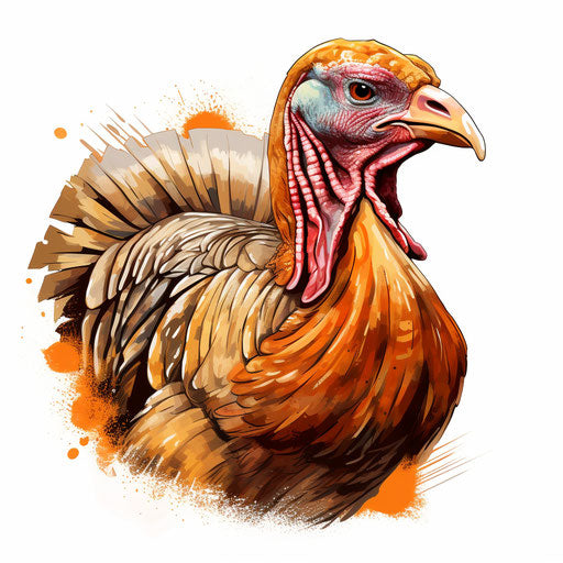 Thanksgiving turkey in Chiaroscuro Art style on white background