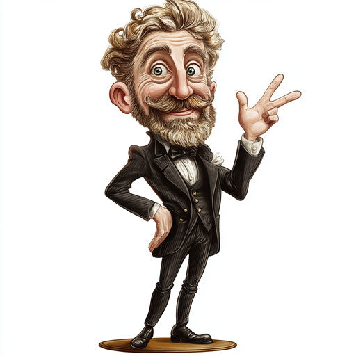 Humorous caricature of a Gustave Eiffel clipart with human characteristics
