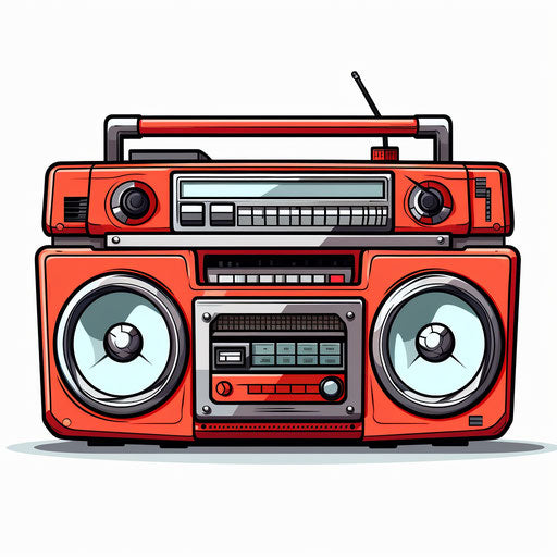 Minimalist style boombox clipart on white background