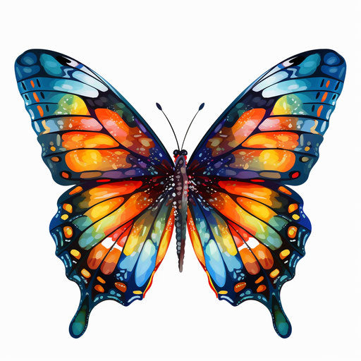 Butterfly clipart png in the style of Oil painting, on a white background